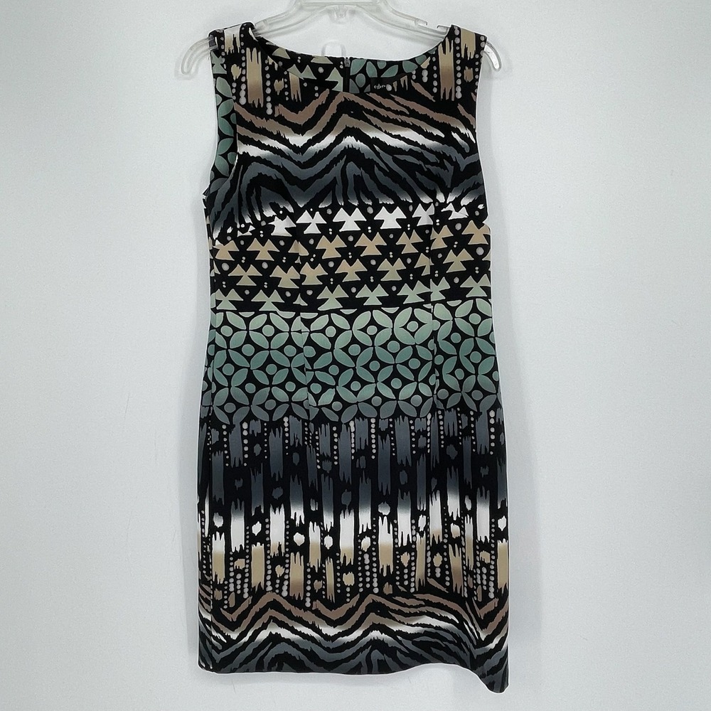 Connected Apparel Women's Multicolor‎ Abstract Sleeveless Sheath Dress Size 10